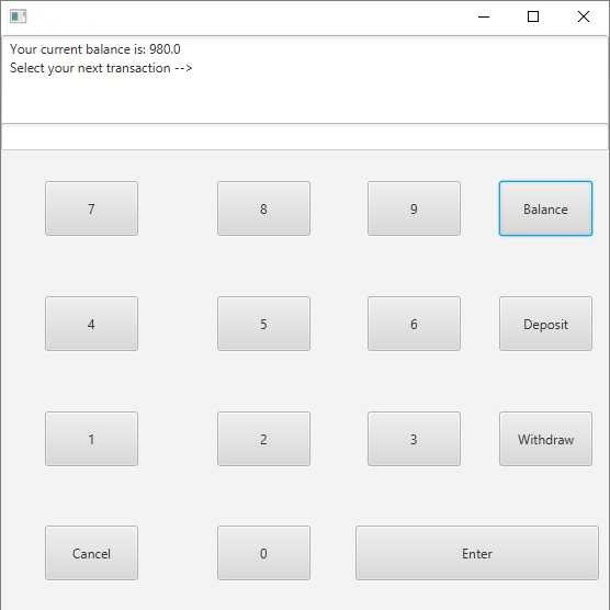 Dialog Box Based ATM (Java) NOTE: This ATM UI program | Chegg.com
