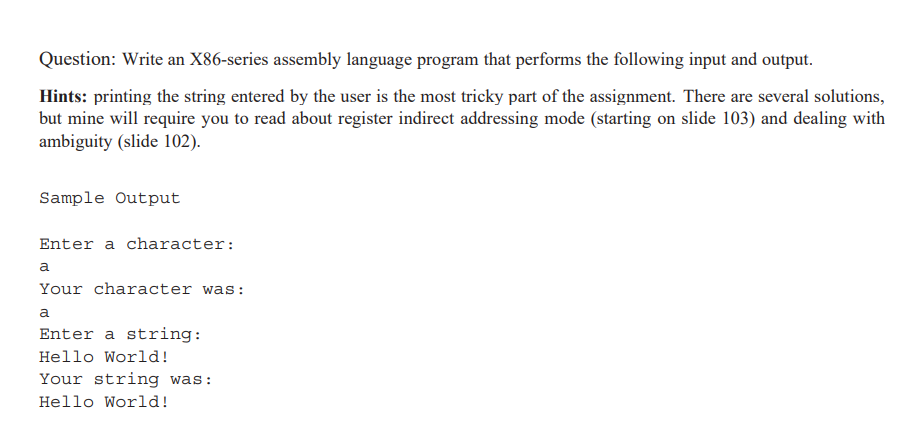 Solved Question: Write an X86-series assembly language | Chegg.com