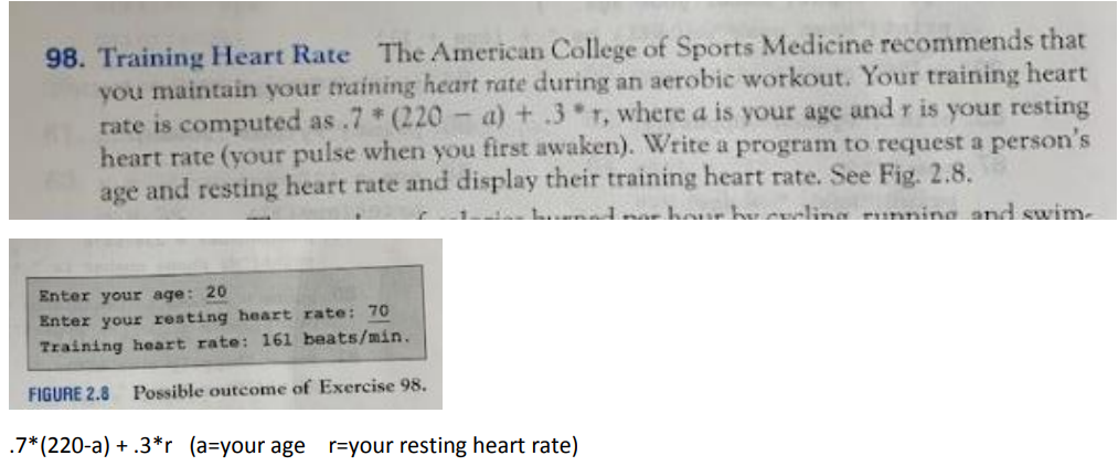 Solved 98 Training Heart Rate The American College Of Sp Heart Rate The American College