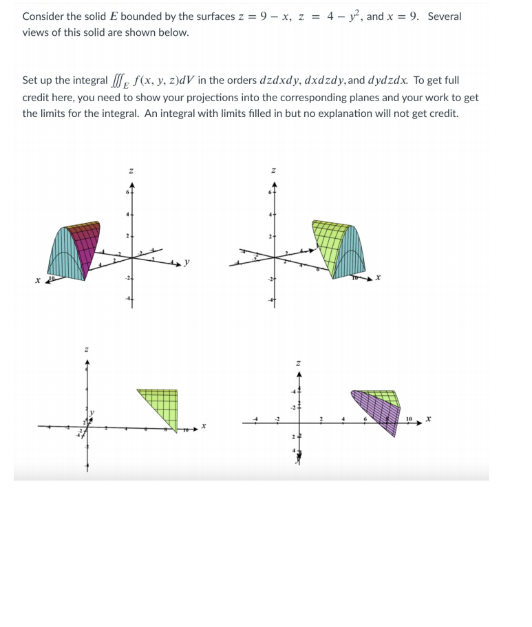 Solved Consider the solid E bounded by the surfaces z = 9 – | Chegg.com