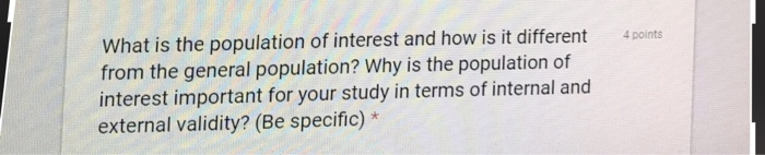 population of interest in a study