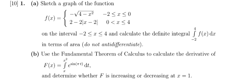 Solved 10] 1. (a) Sketch a graph of the function | Chegg.com