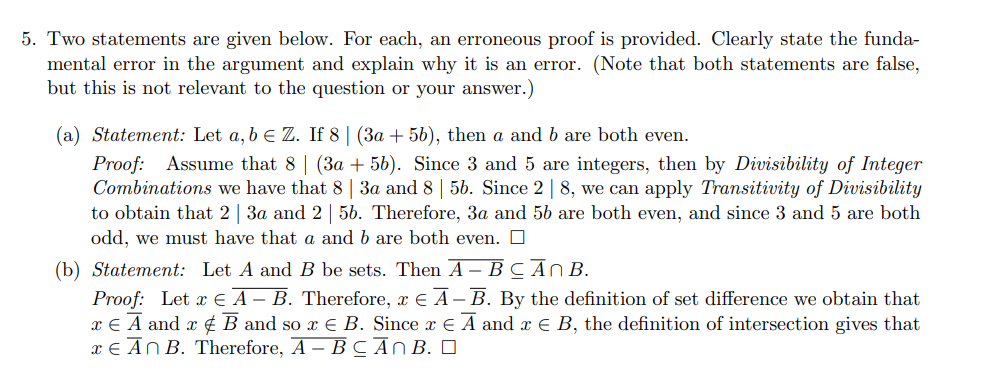 Solved Two statements are given below. For each, an | Chegg.com