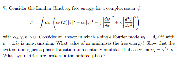 7. Consider the Landau-Ginsberg free energy for a | Chegg.com