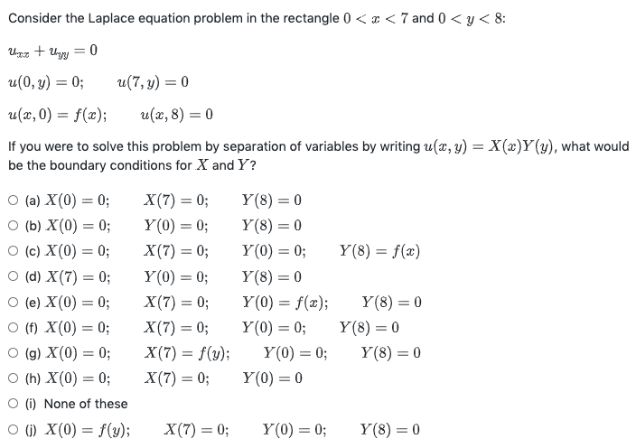 Solved Consider The Laplace Equation Problem In The | Chegg.com