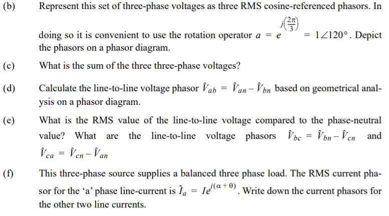 Solved A balanced set of three-phase voltages is depicted in | Chegg.com