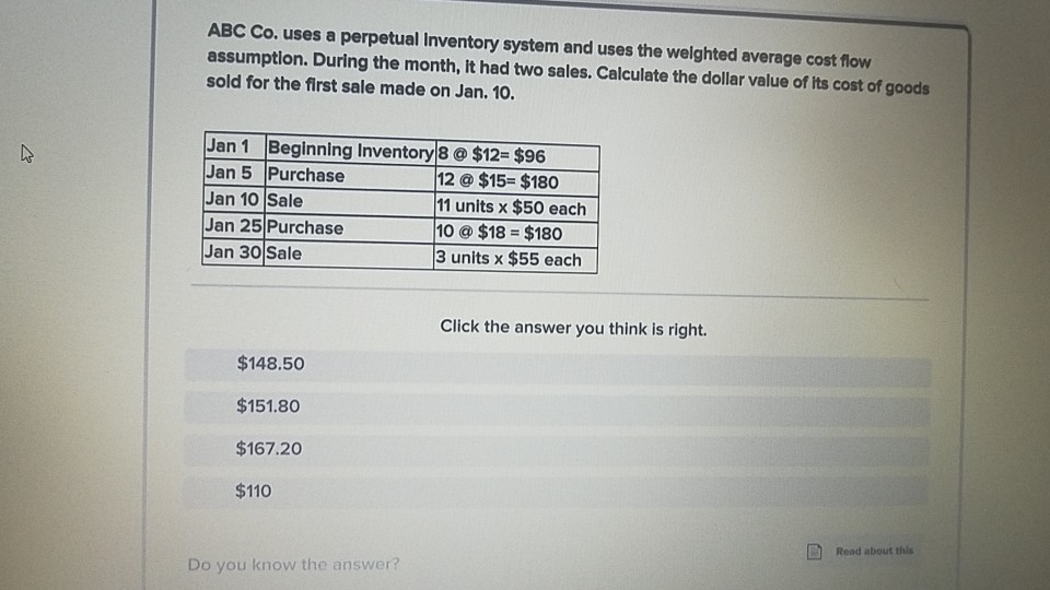 Abc Co Uses A Perpetual Inventory System And Uses Chegg 