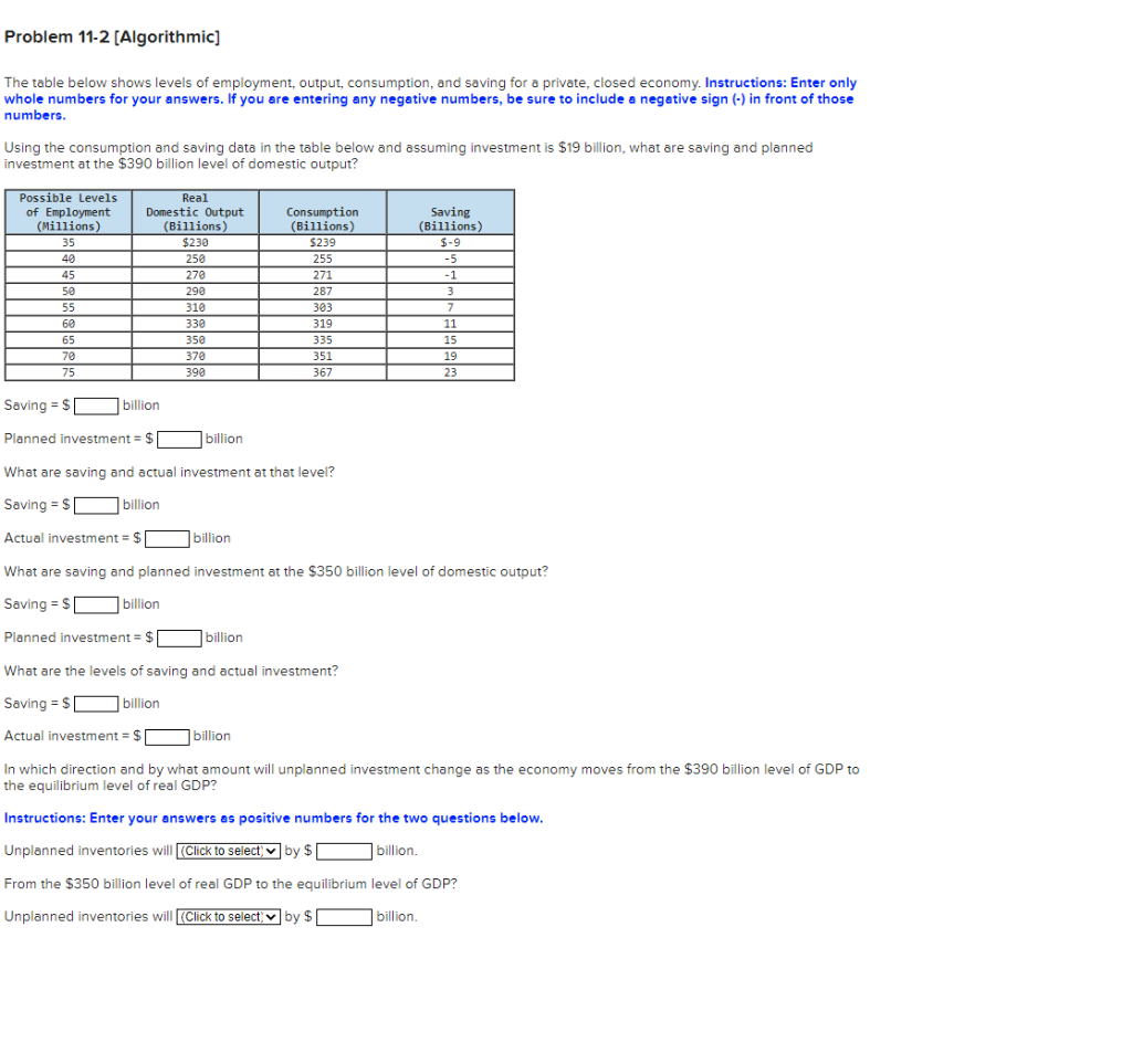 Solved Problem 11-2 [Algorithmic) The table below shows | Chegg.com