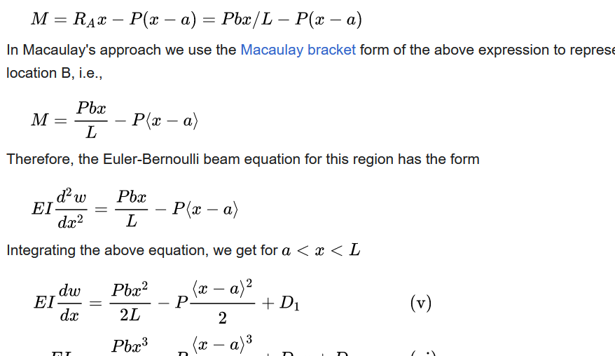 Solved In macaulay equation for bending deflection what does