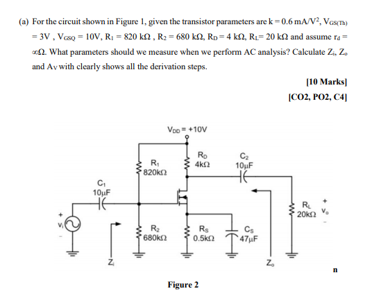 Solved (a) For the circuit shown in Figure 1, given the | Chegg.com