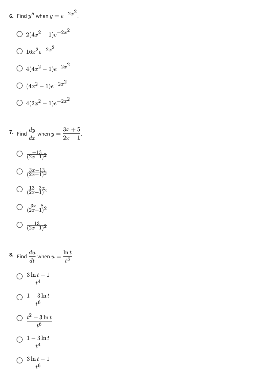 Solved 6 Find Y′′ When Y E−2x2