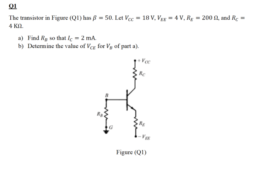 Solved 01 The Transistor In Figure Q1 Has Ss 50 Let V Chegg Com