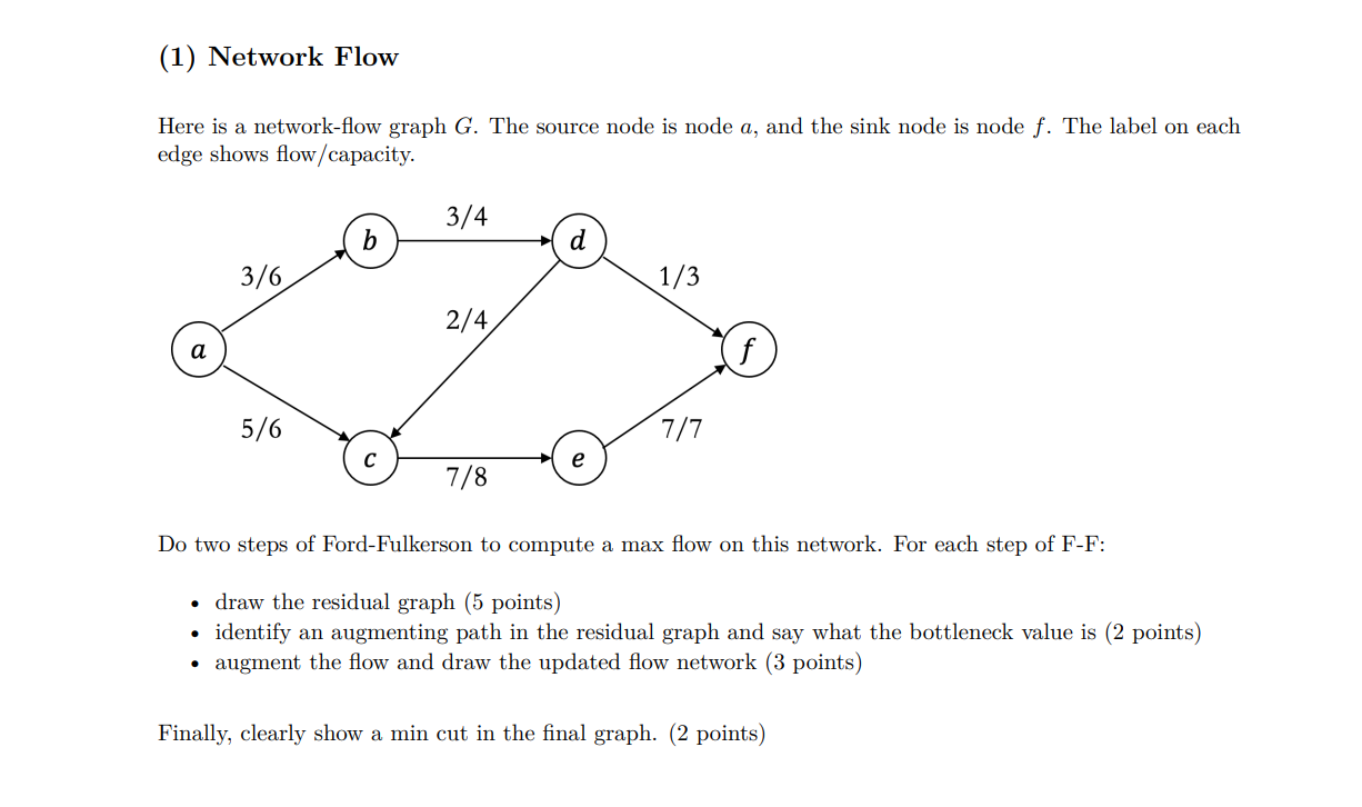 Solved (1) FlowHere is a networkflow graph G. ﻿The