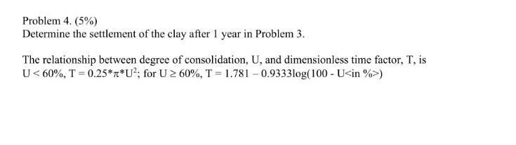 Solved Problem 4. (5%) Determine the settlement of the clay | Chegg.com