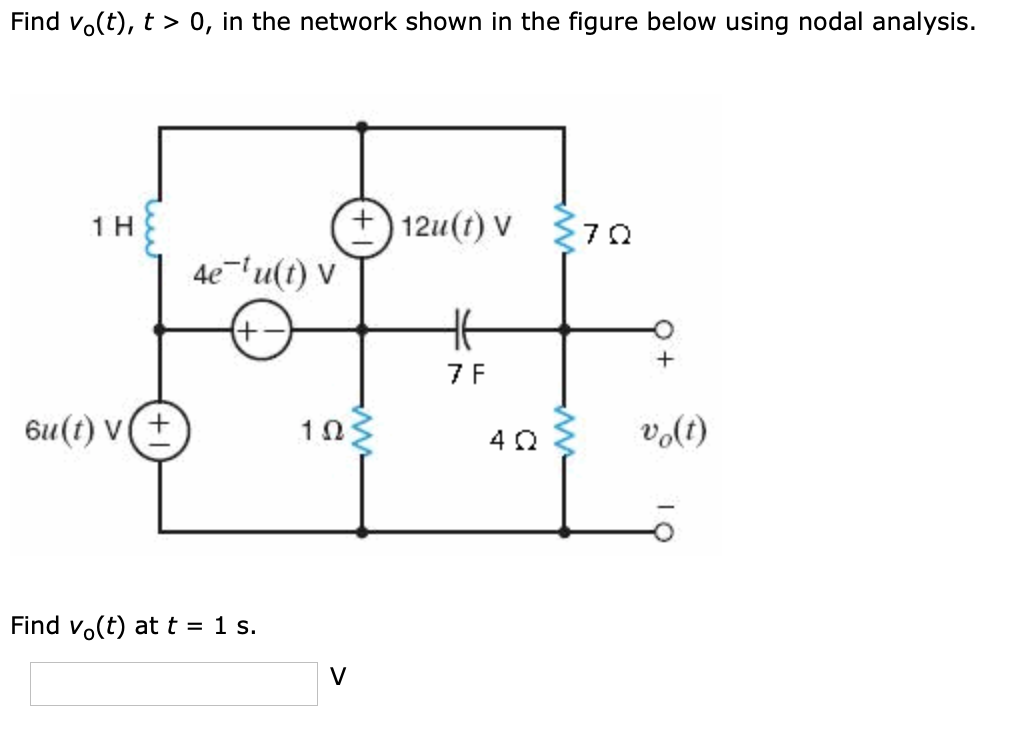 Solved Find vo(t), t > 0, in the network shown in the figure | Chegg.com