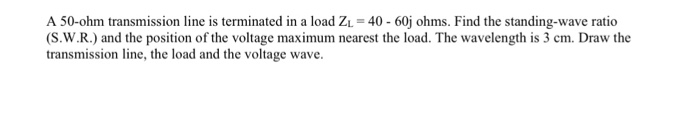 Solved A 50-ohm transmission line is terminated in a load ZL | Chegg.com