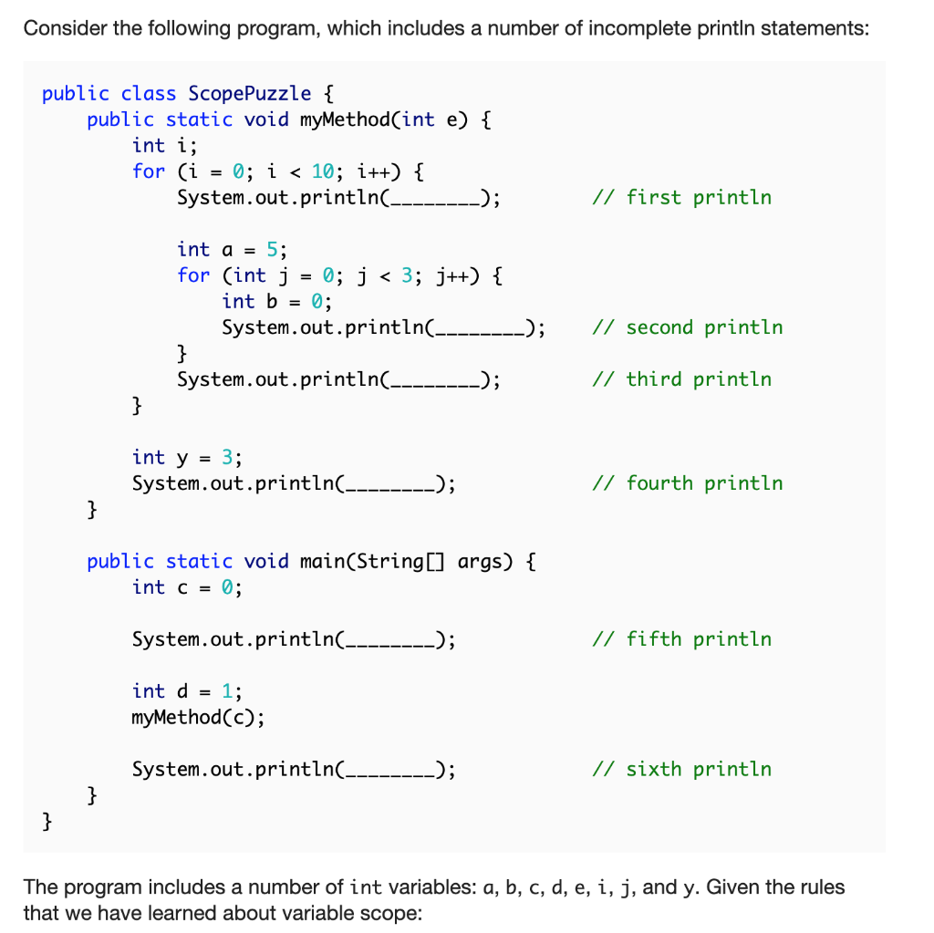 Solved Consider the following program, which includes a | Chegg.com