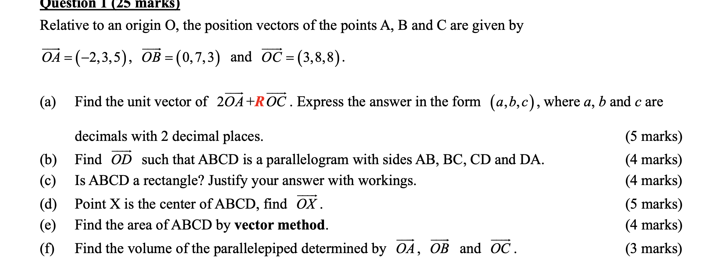 Question 1 25 Marks Relative To An Origin O The Chegg Com