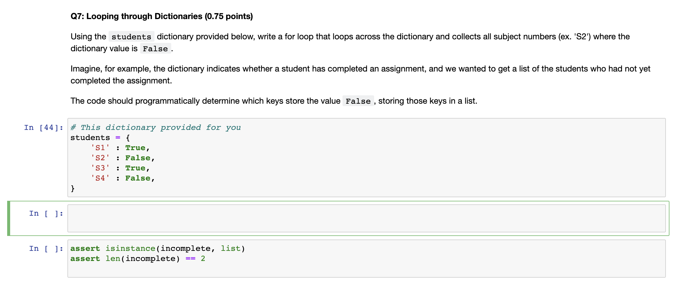 Solved Using the students dictionary provided below, write | Chegg.com