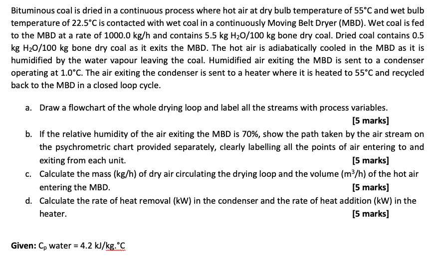 Bituminous coal is dried in a continuous process