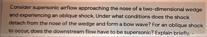 Solved Consider supersonic airflow approaching the nose of a | Chegg.com