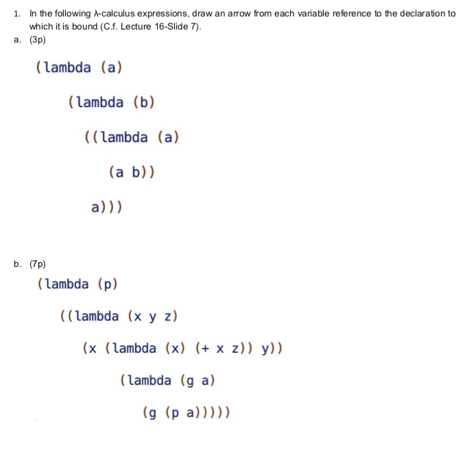 Solved In the following λ-calculus expressions, draw an | Chegg.com