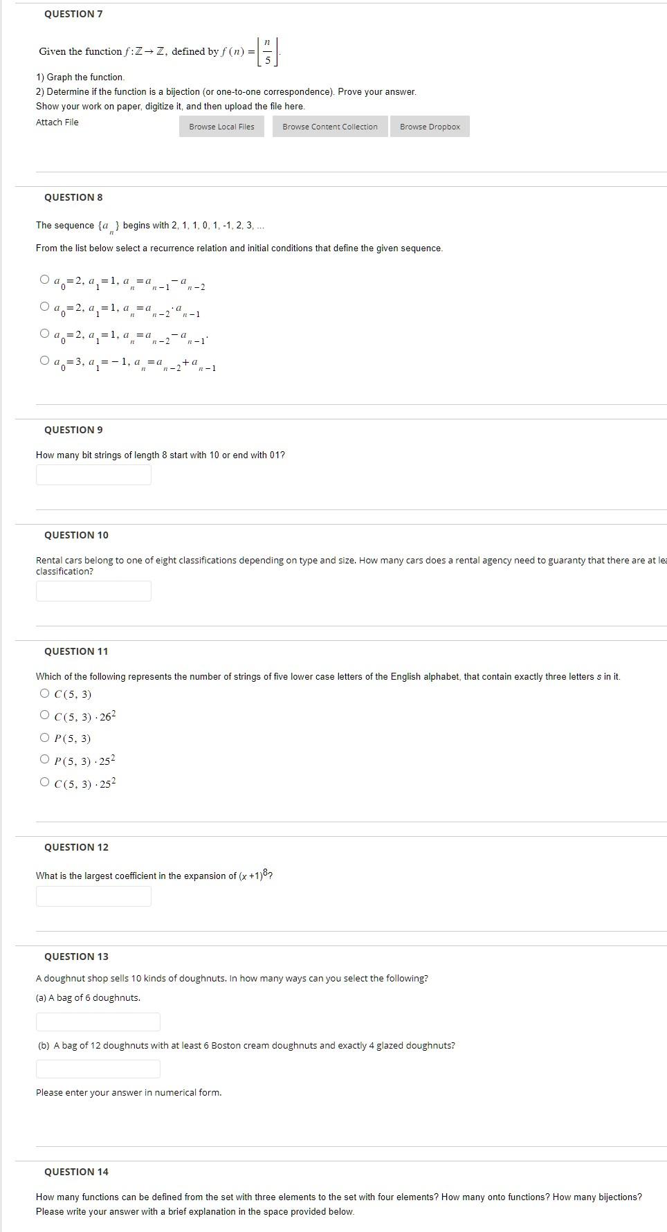 Solved Given The Function Fz→z Defined By Fn⌊5n∣ 1 8340