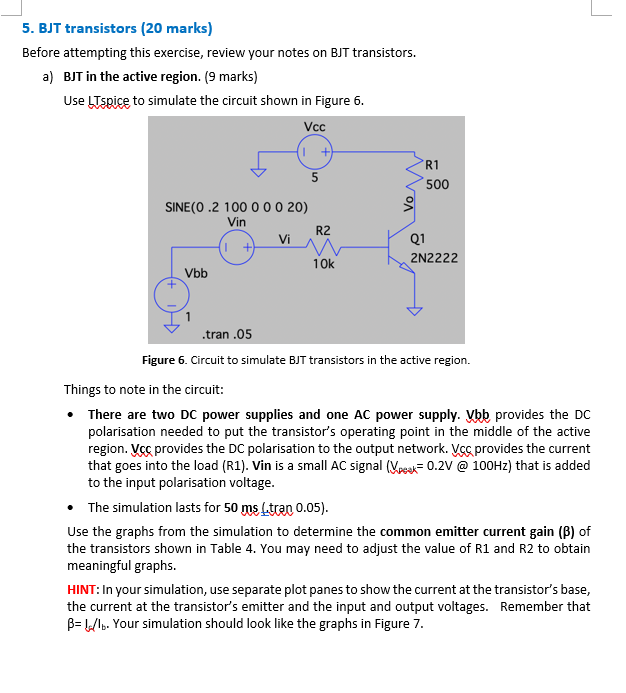 Solved 5. BJT transistors (20 marks) Before attempting this