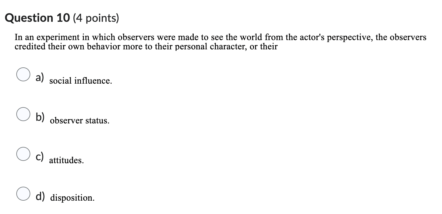 Solved In an experiment in which observers were made to see | Chegg.com