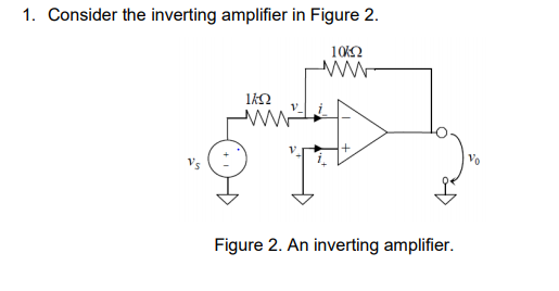 Solved 1. Consider the inverting amplifier in Figure 2. 1012 | Chegg.com
