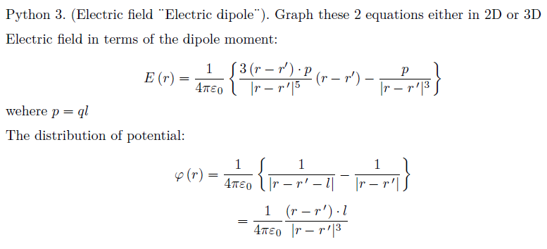 Python 3. (Electric field 