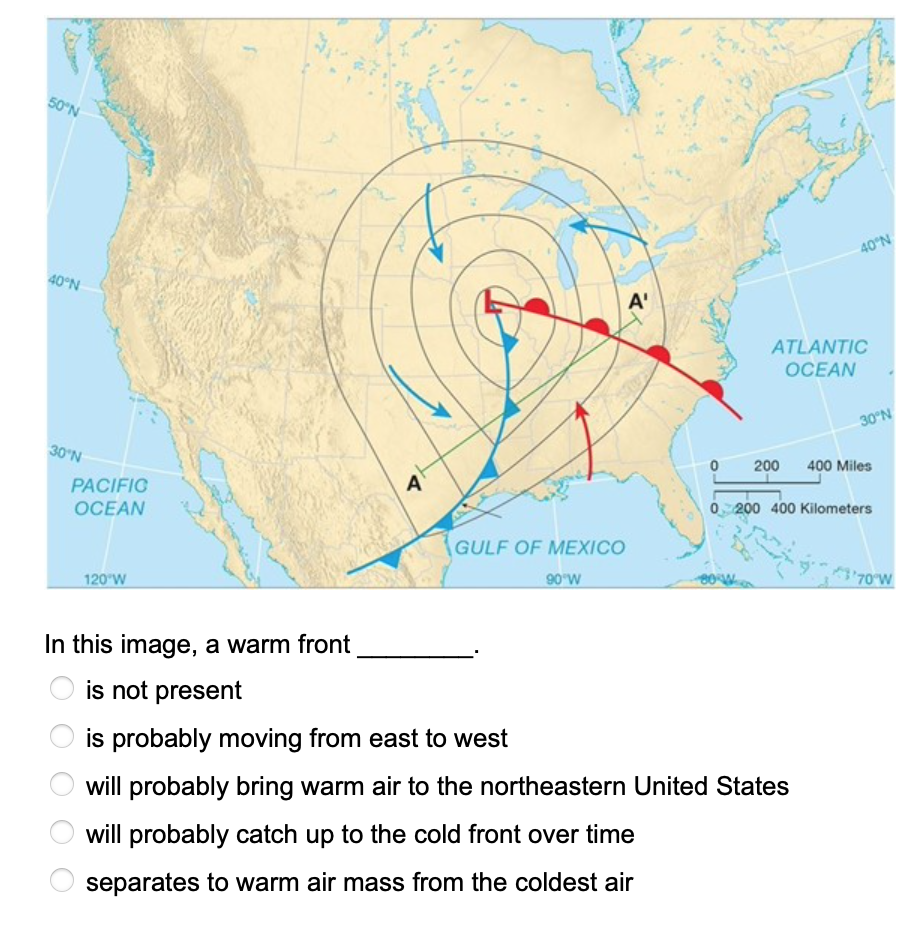 Solved In this image, a warm front is not present is | Chegg.com