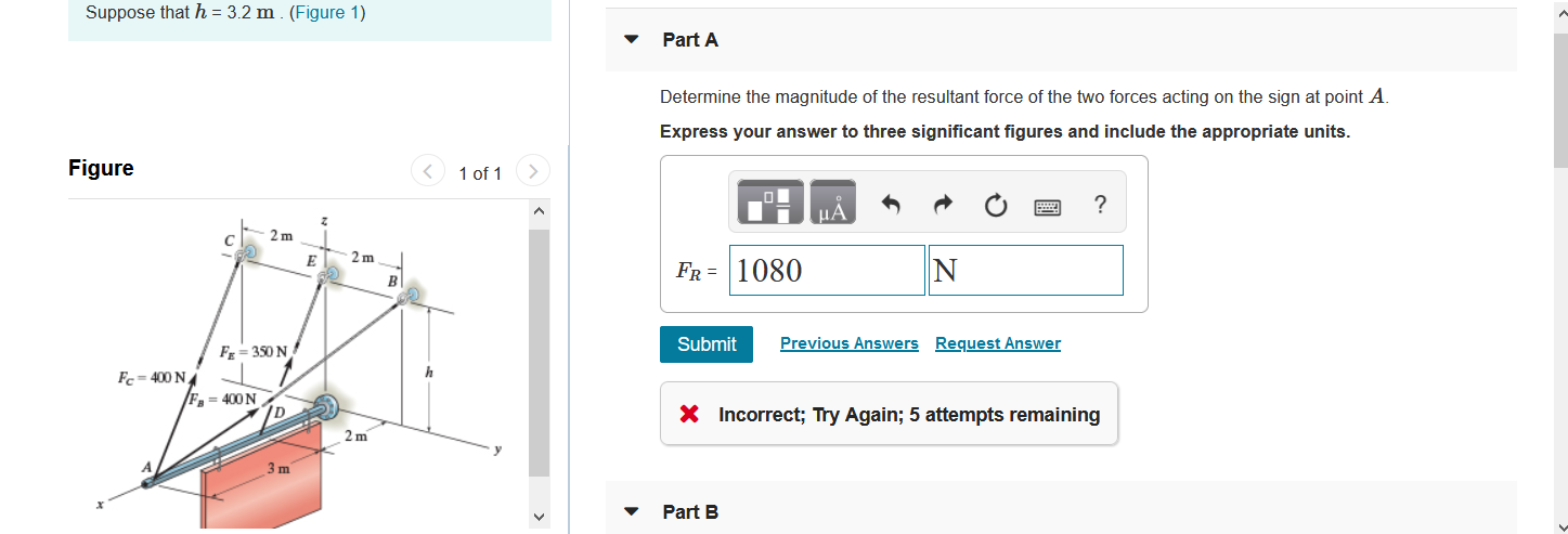 Solved Suppose that h = 3.2 m (Figure 1) Part A Determine | Chegg.com