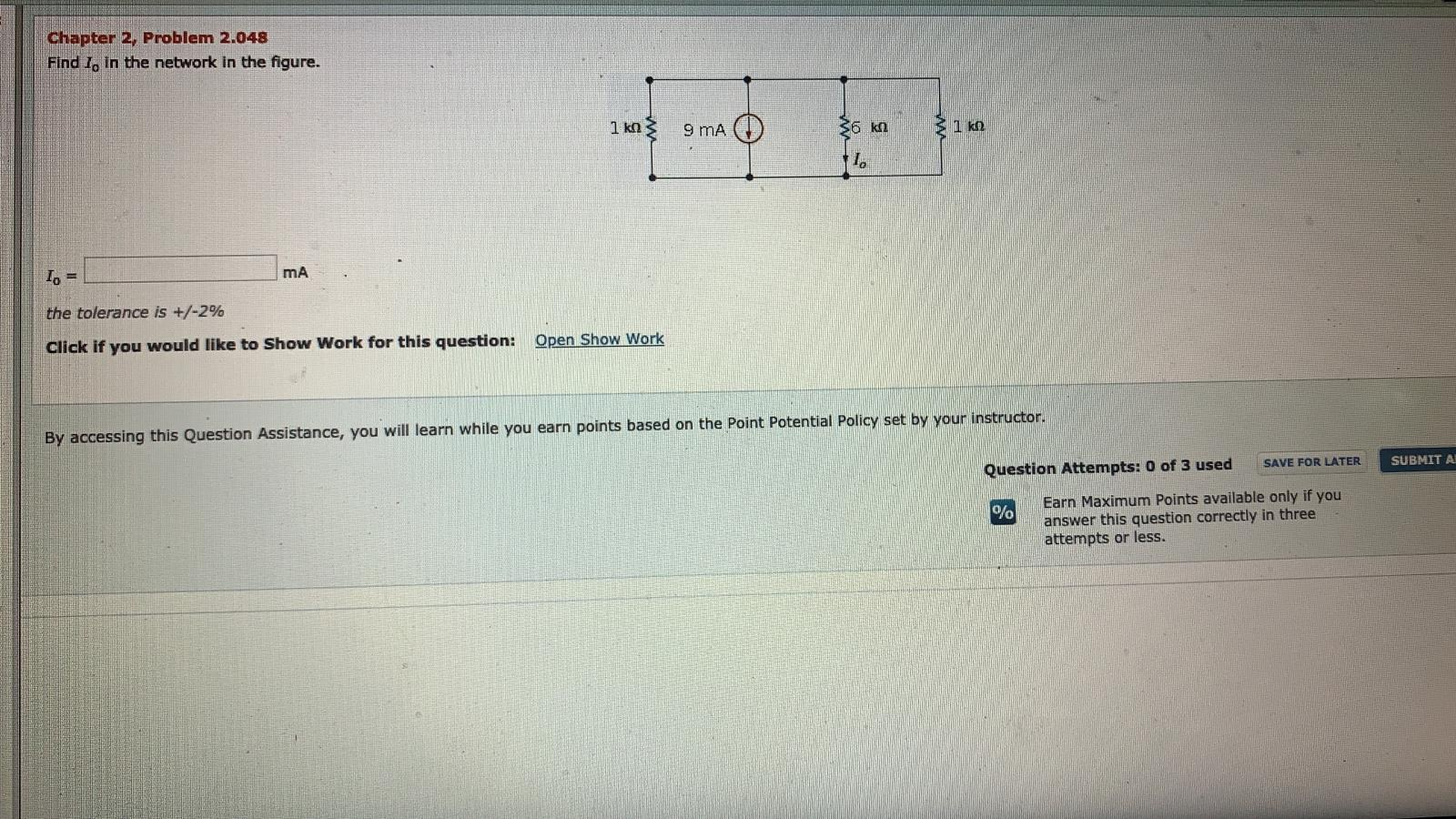 Solved Chapter 2, Problem 2.048 Find 1, in the network in | Chegg.com
