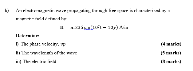 Solved B) An Electromagnetic Wave Propagating Through Free | Chegg.com