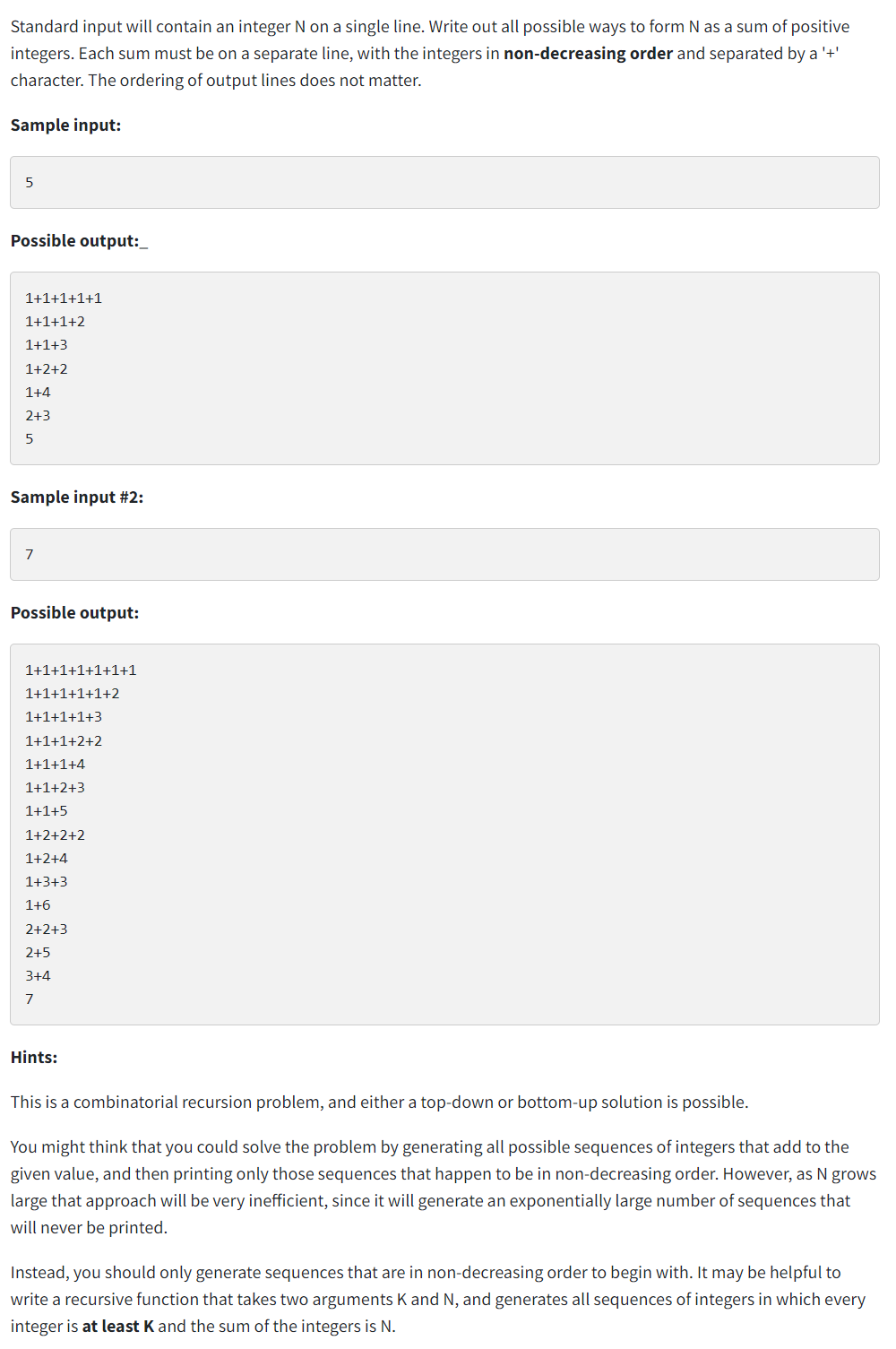 Solved Standard input will contain an integer N on a single | Chegg.com