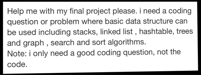 Solved Help me with my final project please. i need a coding | Chegg.com