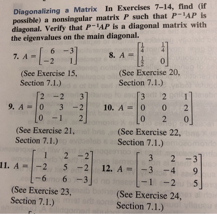 Solved Diagonalizing a Matrix In Exercises 7-14, find (if | Chegg.com