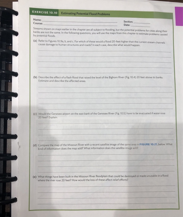 Solved EXERCISE 10.1o Estimating Potential Flood Problems