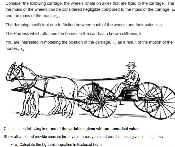 Solved Consider the following carriage, the wheels rotate on | Chegg.com