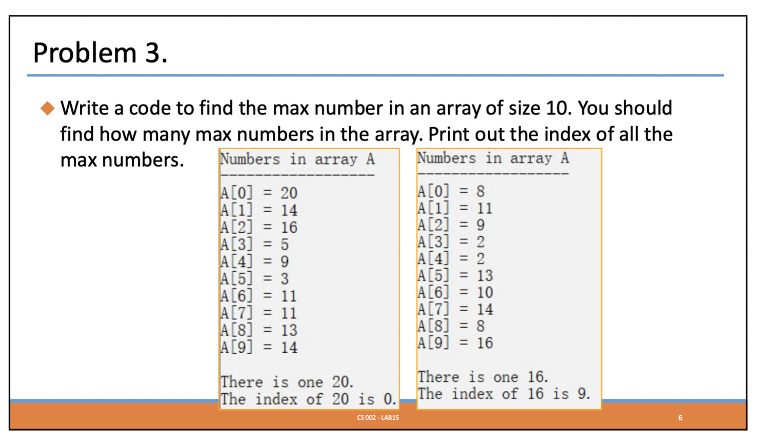 Solved Write a code to find the max number in an array of | Chegg.com