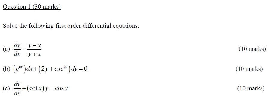 Solved Solve the following first order differential | Chegg.com