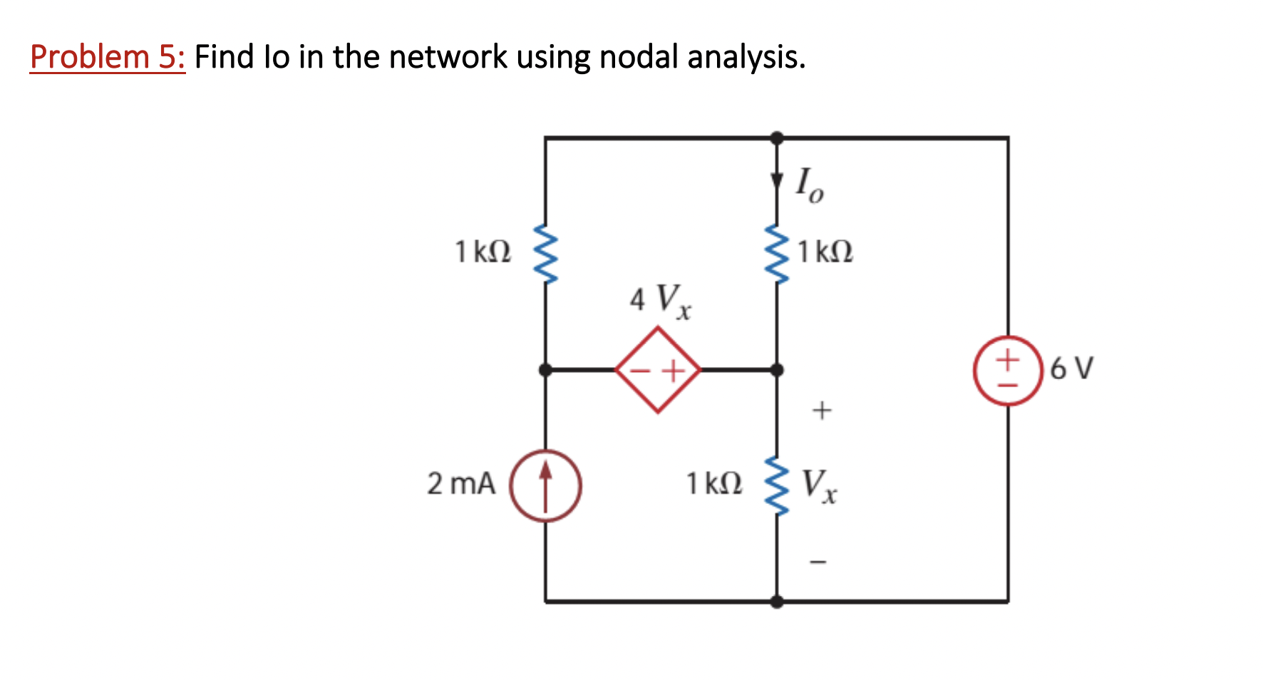 Solved Problem 5: Find lo in the network using nodal | Chegg.com