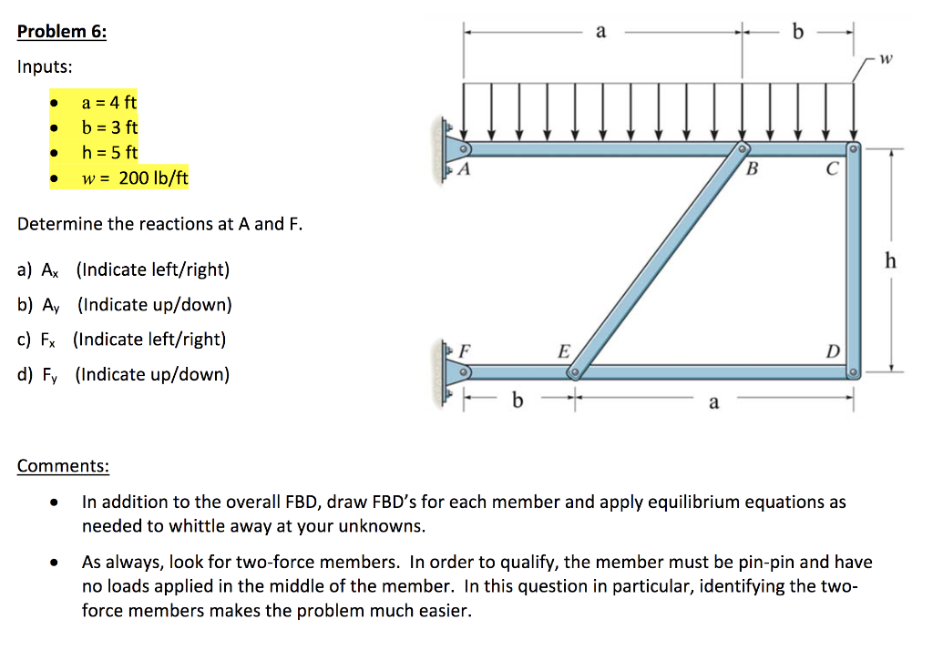 Solved Problem 6: - B - Inputs: A = 4 Ft B = 3 Ft H = 5 Ft W | Chegg.com