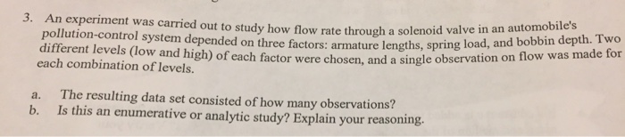 Solved An experiment was carried out to study how flow rate | Chegg.com