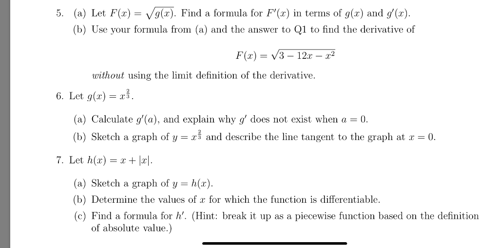 Solved 5 A Let F X Vg X Find A Formula For F X In Chegg Com