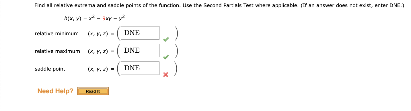 Solved Find all relative extrema and saddle points of the | Chegg.com