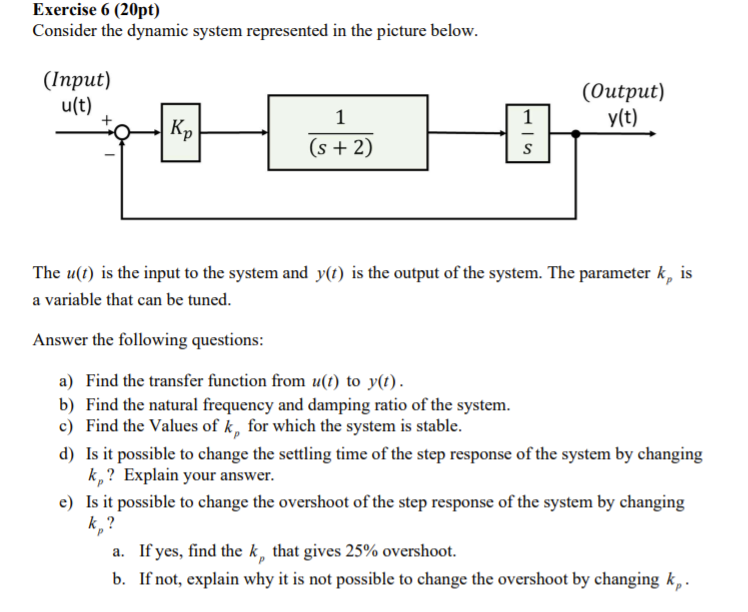 Solved Exercise 6 (20pt) Consider the dynamic system | Chegg.com