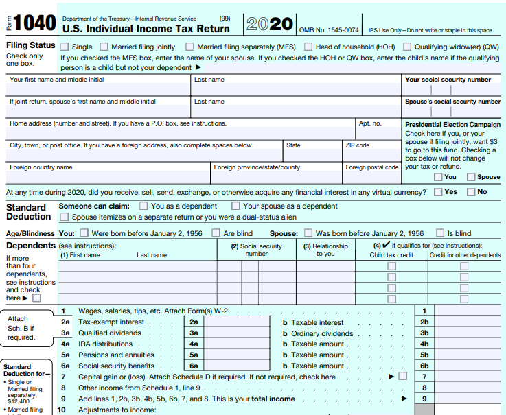 COMPLETE IRS FORM 1040 FOR THIS YEAR 2021 when | Chegg.com