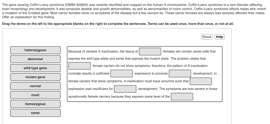 Solved The gene causing Coffin-Lowry syndrome (OMIM 303600) | Chegg.com